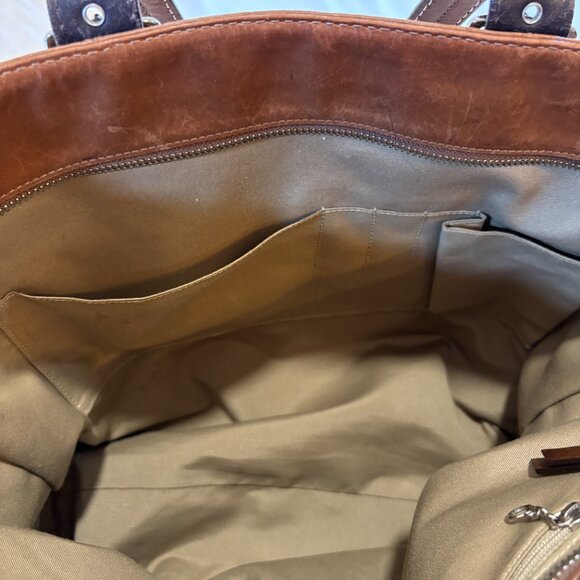 Vintage Coach Brown Hampton Oversized Tote Bag Genuine Leather - Picture 12 of 14